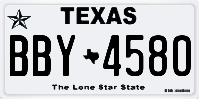 TX license plate BBY4580