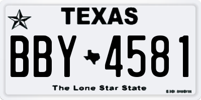 TX license plate BBY4581