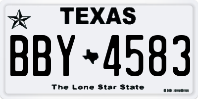 TX license plate BBY4583