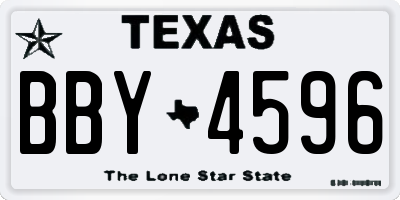 TX license plate BBY4596