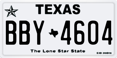 TX license plate BBY4604