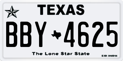 TX license plate BBY4625
