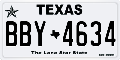 TX license plate BBY4634