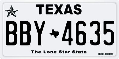 TX license plate BBY4635