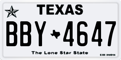 TX license plate BBY4647