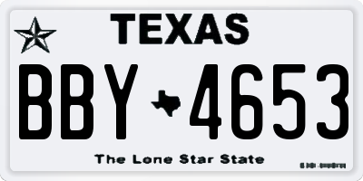 TX license plate BBY4653