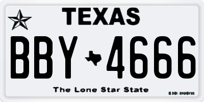 TX license plate BBY4666