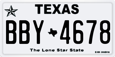 TX license plate BBY4678