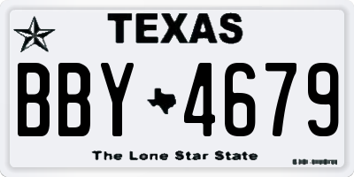 TX license plate BBY4679