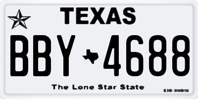 TX license plate BBY4688
