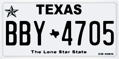 TX license plate BBY4705