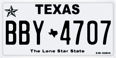 TX license plate BBY4707