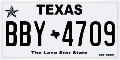 TX license plate BBY4709