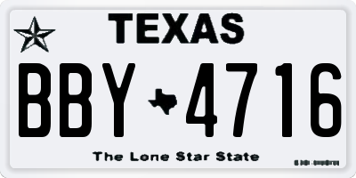 TX license plate BBY4716
