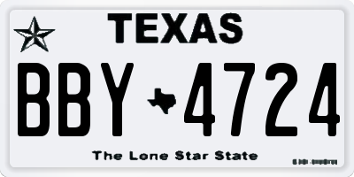 TX license plate BBY4724