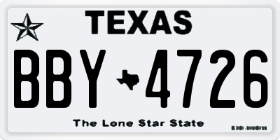 TX license plate BBY4726