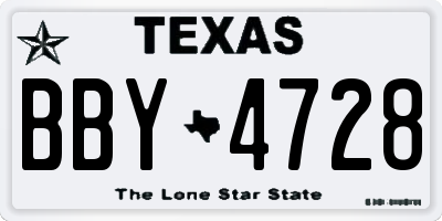 TX license plate BBY4728