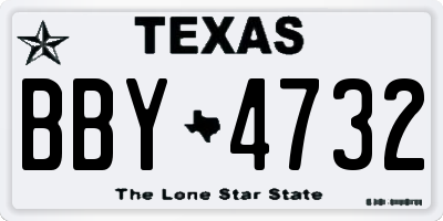 TX license plate BBY4732