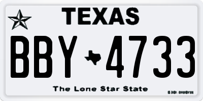 TX license plate BBY4733
