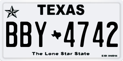 TX license plate BBY4742