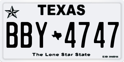 TX license plate BBY4747