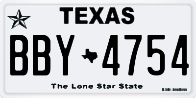 TX license plate BBY4754