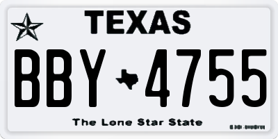 TX license plate BBY4755