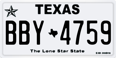 TX license plate BBY4759