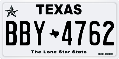 TX license plate BBY4762