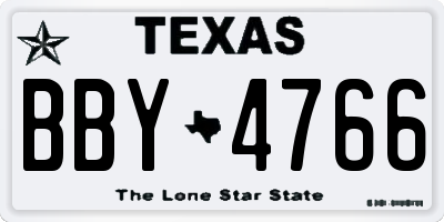 TX license plate BBY4766