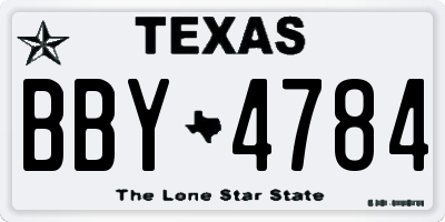 TX license plate BBY4784