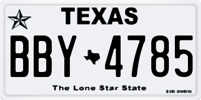 TX license plate BBY4785