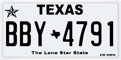 TX license plate BBY4791
