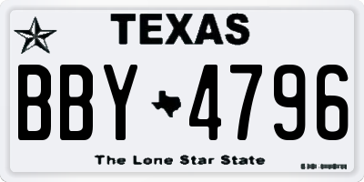 TX license plate BBY4796