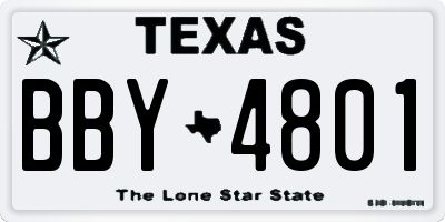 TX license plate BBY4801