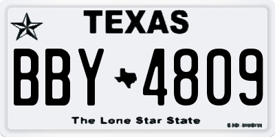 TX license plate BBY4809
