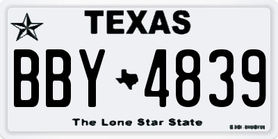 TX license plate BBY4839