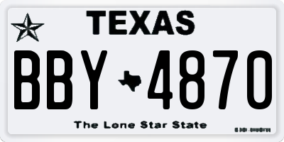 TX license plate BBY4870
