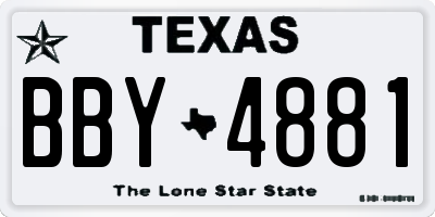 TX license plate BBY4881