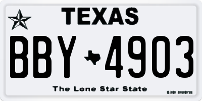 TX license plate BBY4903