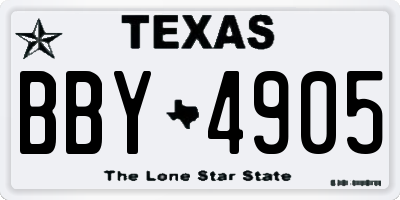TX license plate BBY4905