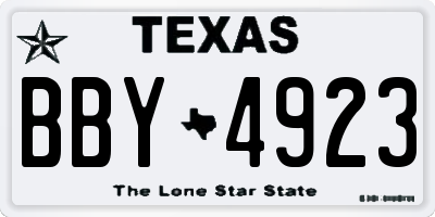 TX license plate BBY4923