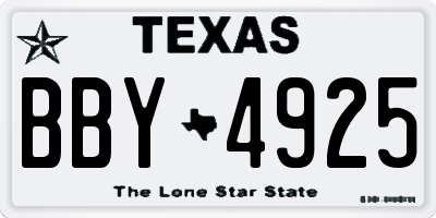TX license plate BBY4925
