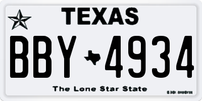 TX license plate BBY4934