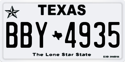 TX license plate BBY4935