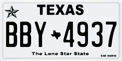 TX license plate BBY4937