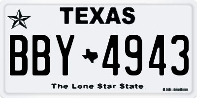 TX license plate BBY4943