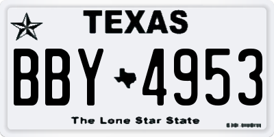 TX license plate BBY4953