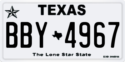 TX license plate BBY4967