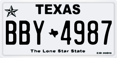 TX license plate BBY4987